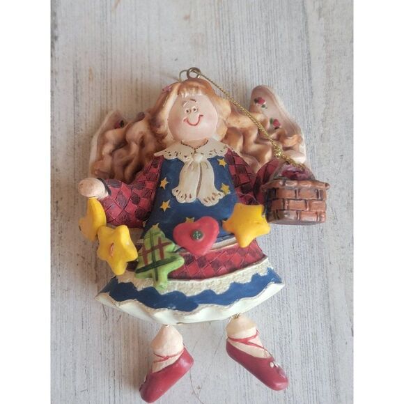 Colorful rustic Angel Banner Moon Star tree ornament Xmas home decor - Picture 4 of 7